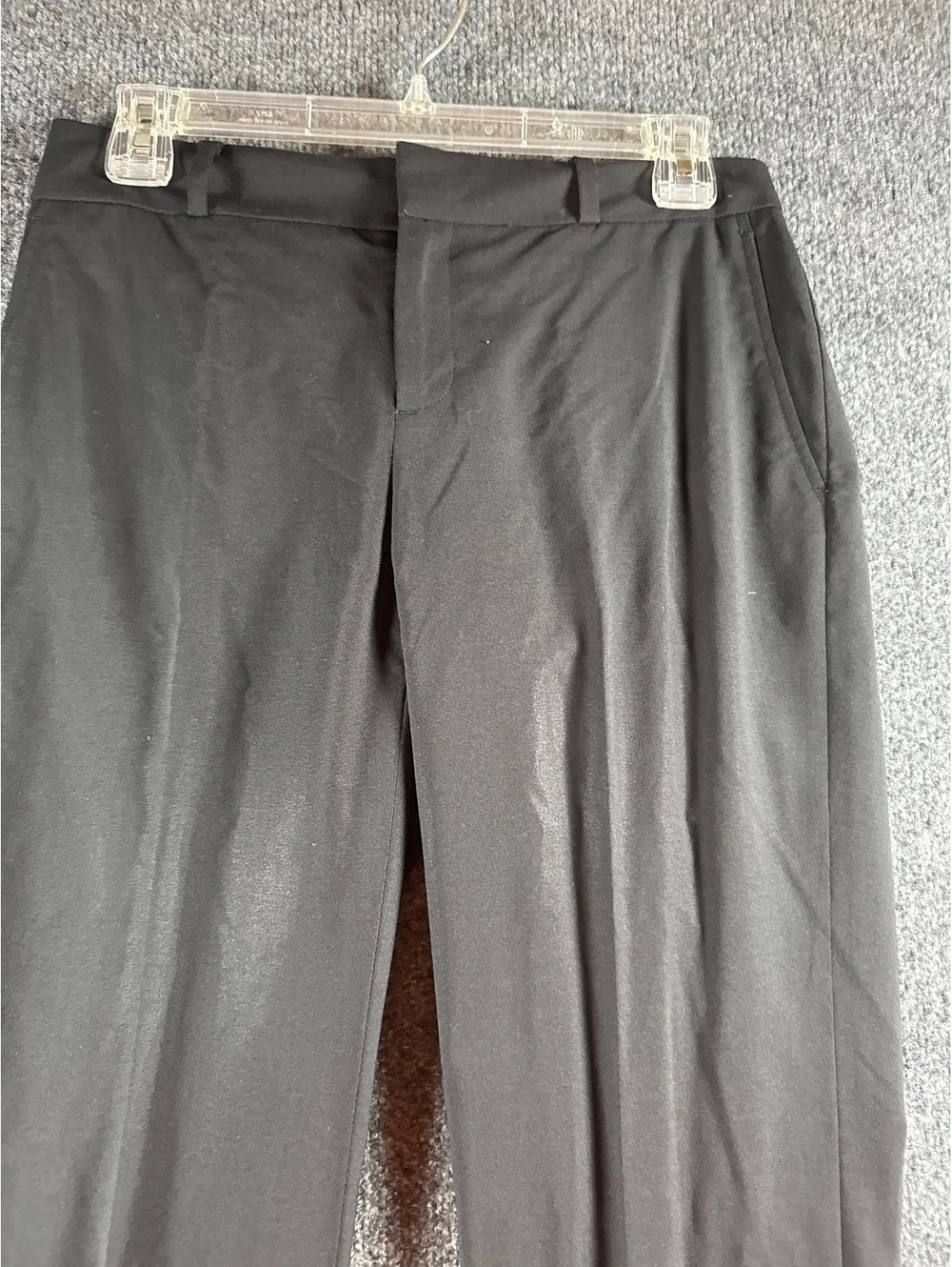 Black Dress Pants with Flared Legs and Gathered Knee Detail